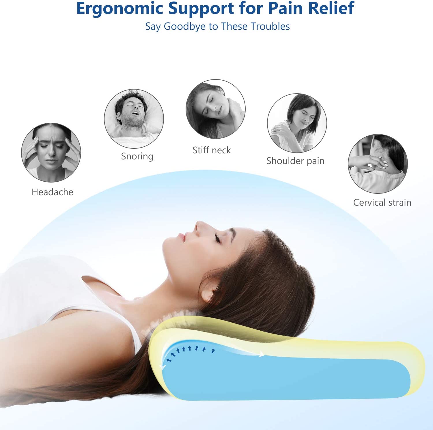 Custom shape Adjustable Ergonomic Cervical Contour ergonomic memory foam  pillow