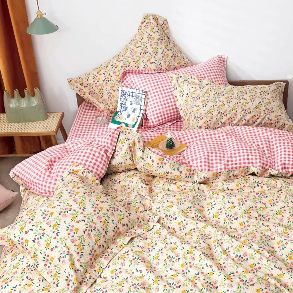 flax linen Cotton Printing Duvet Cover Set