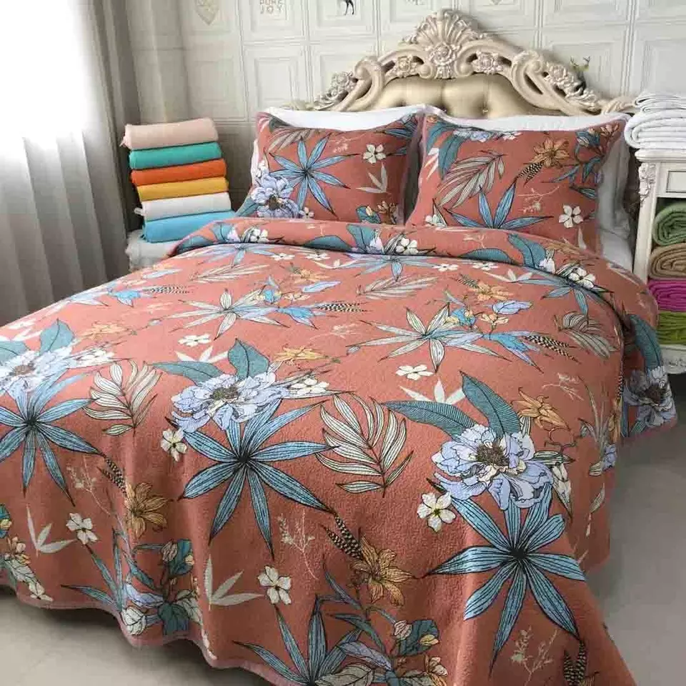 russia Floral Patchwork Print Quilted Bedspread quilt 