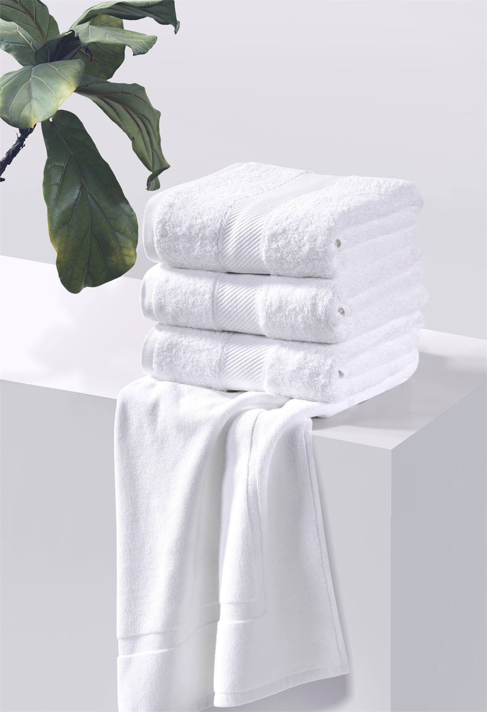 White Dobby Bath Towels