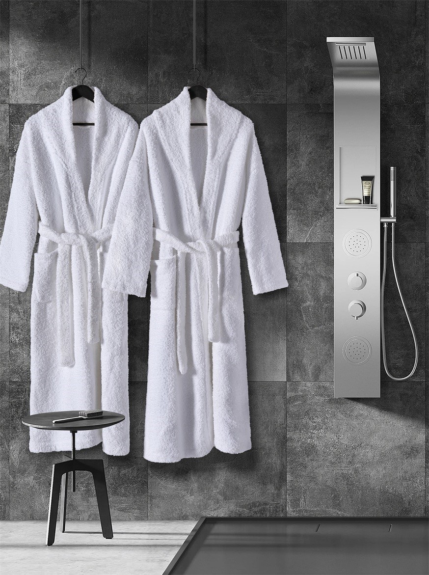 White Towelling Bathrobe