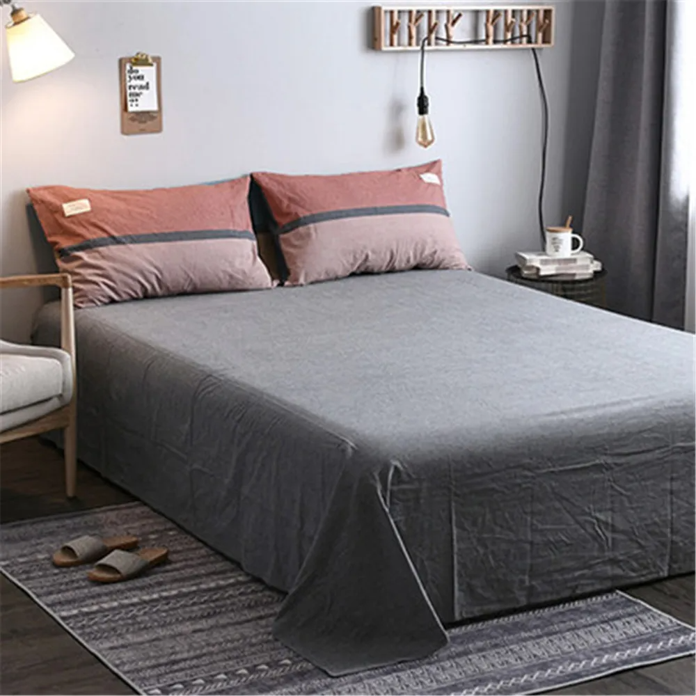 Solid Color Pure Cotton Flat Sheet Set