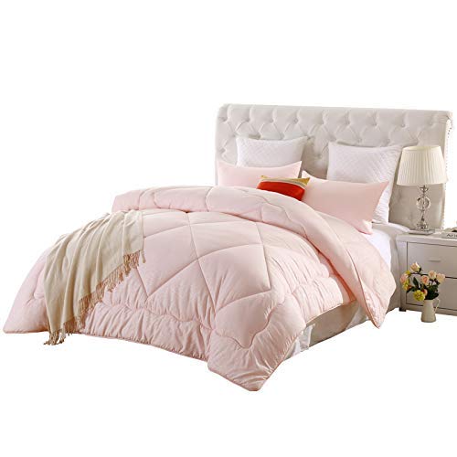 Luxury home collection fiberfill box stitched pink comforter duvet insert