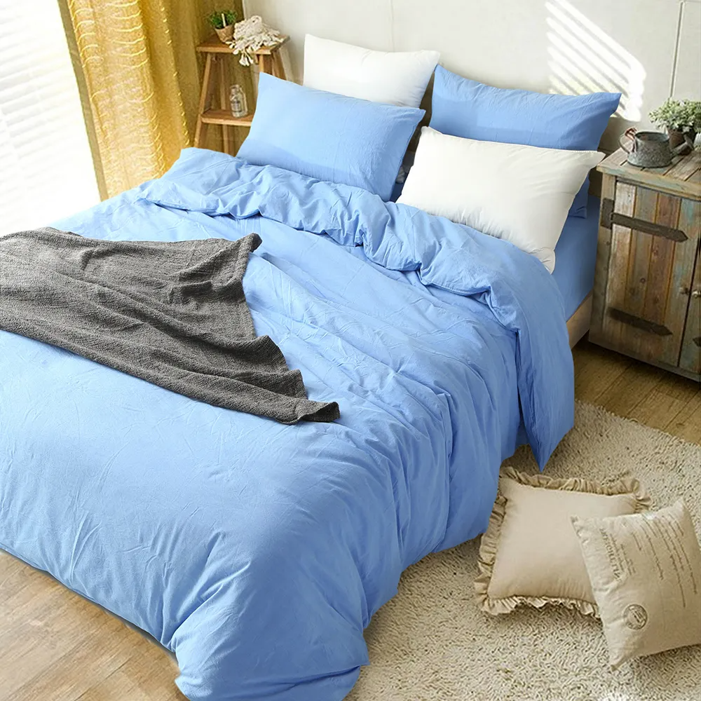 Washed Cotton Solid Duvet Cover Set